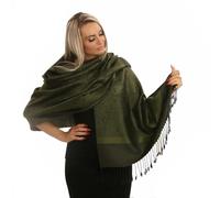 PashminaShine-Écharpe douce comme du cachemire et légère comme de la soie-Avec motif Paisley-Écharpe pour femme-200 x 70 cm (Jardin Vert)