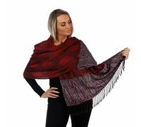 PashminaShine-Écharpe douce comme du cachemire et légère comme de la soie-Avec motif Paisley-Écharpe pour femme-200 x 70 cm (Feu d'hiver)