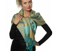 PashminaShine-Écharpe douce comme du cachemire et légère comme de la soie-Avec motif Paisley-Écharpe pour femme-200 x 70 cm (bleu vert)