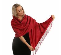 PashminaShine-Écharpe douce comme du cachemire et légère comme de la soie-Avec motif Paisley-Écharpe pour femme-200 x 70 cm (Rouge foncé)
