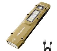 PASIION EDC Lampe de poche LED plate rechargeable avec double interrupteur et affichage numérique, lampe de poche compacte en acier inoxydable avec 8 modes pour la vie quotidienne, le camping et les