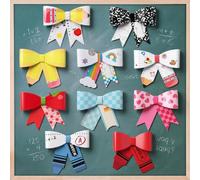 Pasimy Lot de 30 nœuds pour la rentrée scolaire, décoration de salle de rand carnet de notes 3D, tableau d'affichage, crayon, bannière pour enseignants, fournitures pour salle de classe