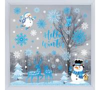 Pasimy Lot de 9 feuilles d'autocollants de fenêtre en forme de bonhomme de neige pour fenêtre en verre, autocollants de fenêtre d'hiver pour décoration de Noël, maison, vacances d'hiver, cuisine