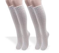 PASINI FASHION 2 paires - Chaussettes mode en laine irrétrécissable traitement Basolan - Collection ALASKA - élégantes chaudes et confortables, Laine blanche., S