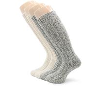 PASINI FASHION Lot de 2 paires de chaussettes unisexe en laine irrétrécissable - Collection SCI - Enveloppantes et confortables, en assortiment de deux couleurs (crème/gris 39-42)