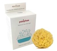 Pasiphae Éponge de mer pour bébé, gant de toilette jaune doux pour le bain des bébés et des nouveau-nés - 100 % naturel, nid d'abeille, bio - Cadeaux de grossesse pour garçon et fille, taille 0-18