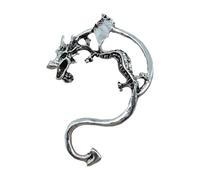 Pasisuu 3D Dragon Scale Punk Style Ear Cuff - Matte Electroplated Retro Ear Cuff with Claw & Wing Design for Streetwear, Moyen, Métal, Pas de pierre précieuse