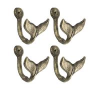 Pasisuu 4PCS Whale Tail Wall Hooks, Decorative Iron Towel Hangers for Home | Durable cast iron hooks with rust proof coating, perfect for hanging towels in nautical bathrooms or home entrances D