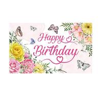 Pasisuu Bannière d'anniversaire - Toile de fond double face Happy Birthday avec impression vive, polyester durable réutilisable pour décoration de fête petit K