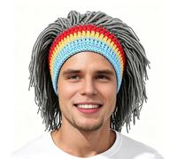 Pasisuu Bonnet de perruque tricoté avec dreadlocks Reggae pour femmes et hommes, L 25 cm l 18 cm, dimensions gris, taille unique