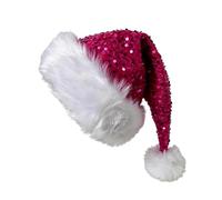 Pasisuu Chapeau de Père Noël scintillant pour adultes, bonnet de Noël à | Polyester à paillettes avec bordure moelleuse, fête festive pour adultes et enfants, pour les fêtes de Noël et du Nouvel An