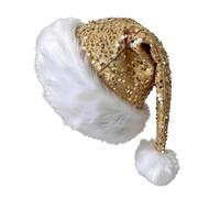 Pasisuu Chapeau de Père Noël scintillant pour adultes, bonnet de Noël à | Polyester à paillettes avec bordure moelleuse, fête festive pour adultes et enfants, pour les fêtes de Noël et du Nouvel An