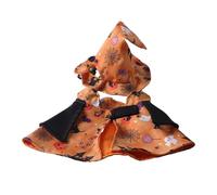 Pasisuu Ensemble cape et chapeau d'Halloween pour chien, costume de magicien pour petit animal de compagnie avec imprimés citrouille, fantôme, tenue amusante pour chats, vêtements de vacances, taille