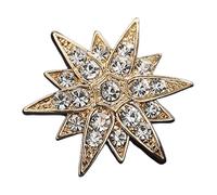 Pasisuu Épingle à revers en forme d'étoile à huit pointes avec strass, broche en cristal double couche pour homme et femme, accessoire de col de costume en alliage épais pour mariage et affaires, 1/2