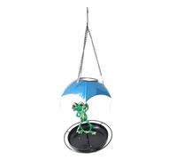 Pasisuu Mangeoire à oiseaux solaire à LED avec lumière parapluie - Résistante aux intempéries en fer et résine pour jardin, grenouille ou nain Style A