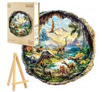 PASJO Puzzle en bois 3D 300 pièces pour adultes Mini chevalet élégant Boîte en bois Dinosaure Brachiosaurus Allosaurus Bricolage Pièces de puzzle en forme d'animal