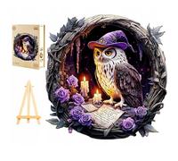 PASJO Puzzle en Bois Adulte 3D Hibou Magicien Forme d'Animal Pièces de Puzzle Boîte en Bois et Mini Chevalet en Bois 300 Pièces