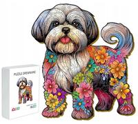 PASJO - Puzzle en bois adulte avec motif chien 144 pièces - Idée cadeau pour enfants - Puzzle en bois chien - Puzzle en bois unique en forme d'animal - Jigsaw créatif en bois pour adultes