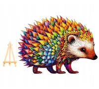 PASJO - Puzzle en bois adulte avec motif hérisson 260 pièces 34 x 34 cm - Idée cadeau pour enfants - Puzzle en bois hérisson - Puzzle en bois unique en forme d'animal - Jigsaw créatif