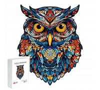 PASJO - Puzzle en bois adulte avec motif hibou 128 pièces 25 x 20 cm - Idée cadeau pour enfants - Puzzle en bois hibou - Puzzle en bois unique en forme d'animal - Jigsaw créatif en bois pour adultes