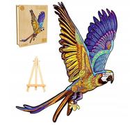 PASJO - Puzzle en bois adulte avec motif oiseaux 222 pièces 46 x 29 cm - Idée cadeau pour enfants - Puzzle en bois oiseaux - Puzzle en bois unique en forme d'animal - Jigsaw créatif en bois pour