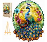 PASJO - Puzzle en Bois Adulte Motif Oiseaux 290 Pièces 35 x 32,9 cm - Idée Cadeau Créatif en Forme d'Animal pour Enfants - Jigsaw Unique