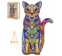 PASJO Puzzle en bois en forme de chat pour adultes 239 pièces 40x23,2 cm Mini-Staffeklei Boîte supplémentaire de belles couleurs