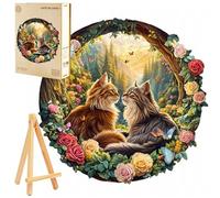 PASJO Puzzle en bois pour adultes 3D Chats amoureux 270 pièces Boîte en bois et mini chevalet en bois