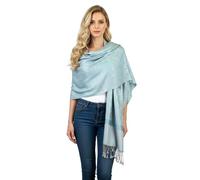 PASKMLNA Écharpe châle en jacquard cachemire pashmina, bleu ciel, Large