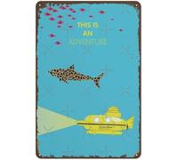 Paskond Plaque en métal vintage avec inscription « This Is An Adventure », « The Life Aquatic with Steve Zissou, wes Anderson » - Poster éducatif vintage - Art mural de la connaissance - 30,5 cm