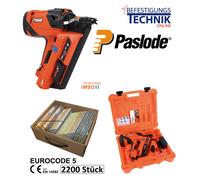 Paslode Cloueur à gaz IM90Xi 50-90mm + 34° clous en bande 31x90 anneau galvanisé Impulse Pack
