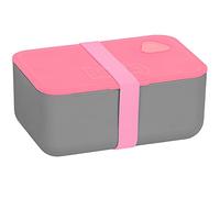 Paso BeUniq Breakfast Boîte à lunch, Panier Repas, Boite à Goûter avec élastique Gris et rose 750 ml