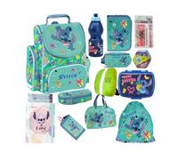 PASO - Cartable pour garçons et filles - Lot de 14 - Sac à dos scolaire pour enfants avec trousse - Sac à chaussures gourde et boîte à déjeuner - Motif Stitch - 1-3 classe, multicolore, XL