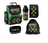 PASO - Cartable pour garçons et filles - Lot de 6 - Sac à dos d'école pour enfants avec trousse - Sac à chaussures, gourde et boîte à lunch - Motif Start Game - 1-3 classe, multicolore, L