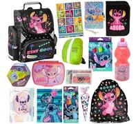 PASO - Lot de 15 cartables pour garçons et filles - Sac à dos d'écolier pour enfants avec trousse - Sac à chaussures - Cahier de devoirs - Stitch