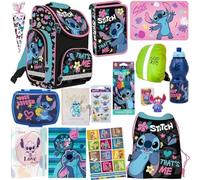PASO - Lot de 15 cartables pour garçons et filles - Sac à dos d'écolier pour enfants avec trousse - Sac à chaussures - Cahier de devoirs - Stitch