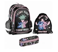 PASO - Lot de 3 cartables pour garçons et filles - Sac à dos scolaire pour enfants avec trousse - Sac à chaussures - Motif Stitch - 1-3 classe, multicolore, L