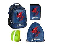 PASO - Lot de 4 cartables pour garçons et filles - Sac à dos scolaire pour enfants avec trousse - Sac à chaussures - Motif Spiderman - 1-3 classe, multicolore, s, Cartable