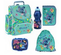 PASO - Lot de 5 cartables pour garçons et filles - Sac à dos scolaire pour enfants avec trousse - Sac à chaussures - Boîte à déjeuner et gourde - Motif Stitch - 1-3 classe, multicolore, L