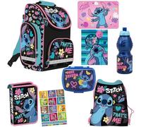 PASO - Lot de 8 cartables pour garçons et filles - Sac à dos d'écolier pour enfants avec trousse - Sac à chaussures - Cahier de devoirs - Stitch