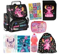 PASO - Lot de 8 cartables pour garçons et filles - Sac à dos d'écolier pour enfants avec trousse - Sac à chaussures - Cahier de devoirs - Stitch