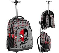 PASO Sac à dos cartable à roulettes Spiderman Venom, Noir et gris., L