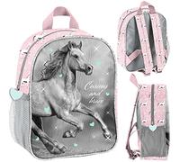 PASO Sac à dos de maternelle cheval, Gris/rose, L