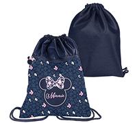 PASO Sac à dos Premium School Bag pour chaussures, chaussures, pantoufles Minnie Mouse, Noir et bleu marine, L