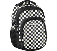 Paso | Sac à dos scolaire Beuniq - Noir et blanc - Trois compartiments - Avec motif émoticône et organiseur