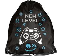 Paso | Sac de gym sportif NEW LEVEL - 45 x 34 cm - Noir-Bleu - Matériel robuste - Idéal pour les enfants