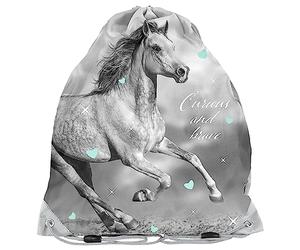 PASO School Sac à Chaussures Pantoufles Cheval, Gris, Sac à chaussures