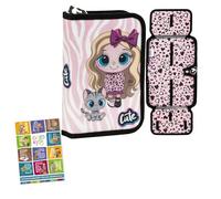 PASO - Trousse à 1 compartiment, trousse pour filles et garçons, trousse à 1 compartiment, trousse d'école et carnet de devoirs - Motif Best Frieends