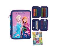 PASO - Trousse à 2 compartiments - Trousse pour fille - Trousse à crayons à 2 compartiments - Trousse remplie - Trousse d'écolier et cahier de devoirs - La Reine des Neiges