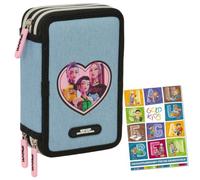 PASO - Trousse à 3 compartiments - Trousse pour fille - Trousse à 3 compartiments - Trousse d'école et carnet de devoirs - Motif K-POP
